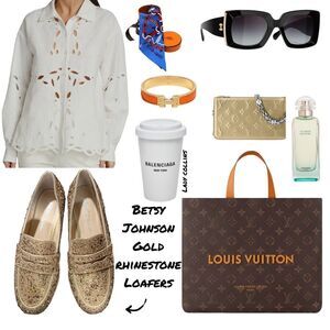 Betsy Johnson Gold Aron Rhinestone Loafers / Flats